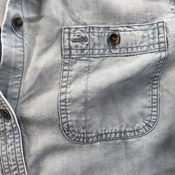 Chaps Men Denim Shirt Size XXLT Long Sleeve Blue Button Up Casual Classic Travel - Picture 9 of 14